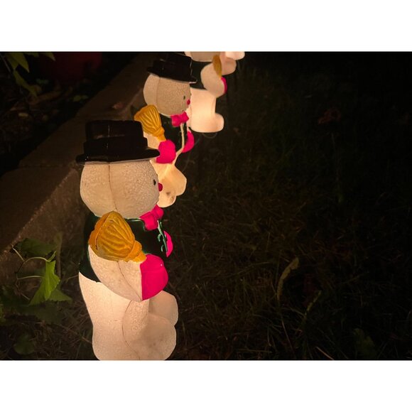Vintage Blow Mold Christmas Holiday Winter Snowmen Light Up Pathway Stakes - Wor - Picture 9 of 10